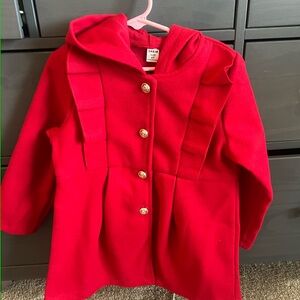SHEIN Vibrant Red Kids Hooded Cape Coat